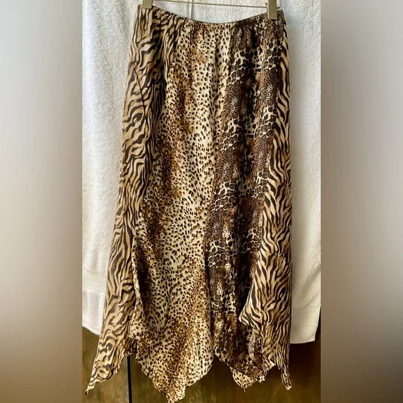 Chico's Brown and Black Animal Print Sleeveless Notched Collar Midi Dress Set - Picture 7 of 16